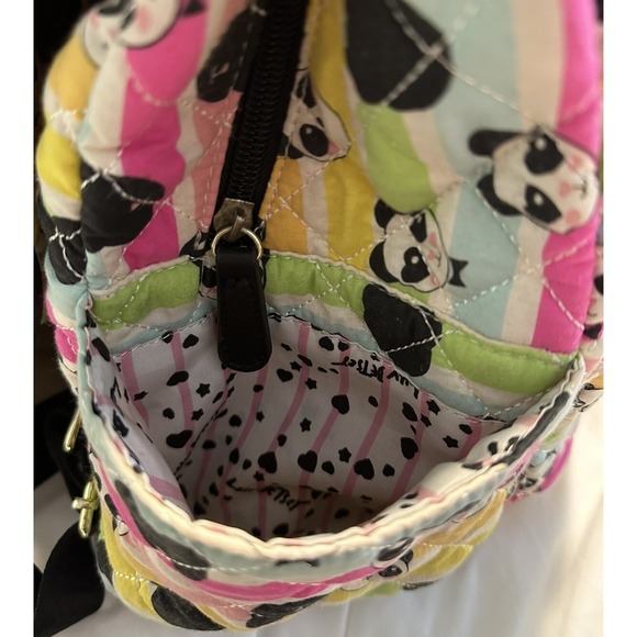 Luv Betsey Panda Bear Backpack Quilted Rainbow Stripes by Betsy Johnson - Picture 9 of 16